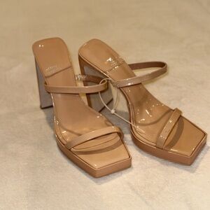 Jeffrey Campbell Hustler Platform Heels - Taupe Patent - Size 9.5